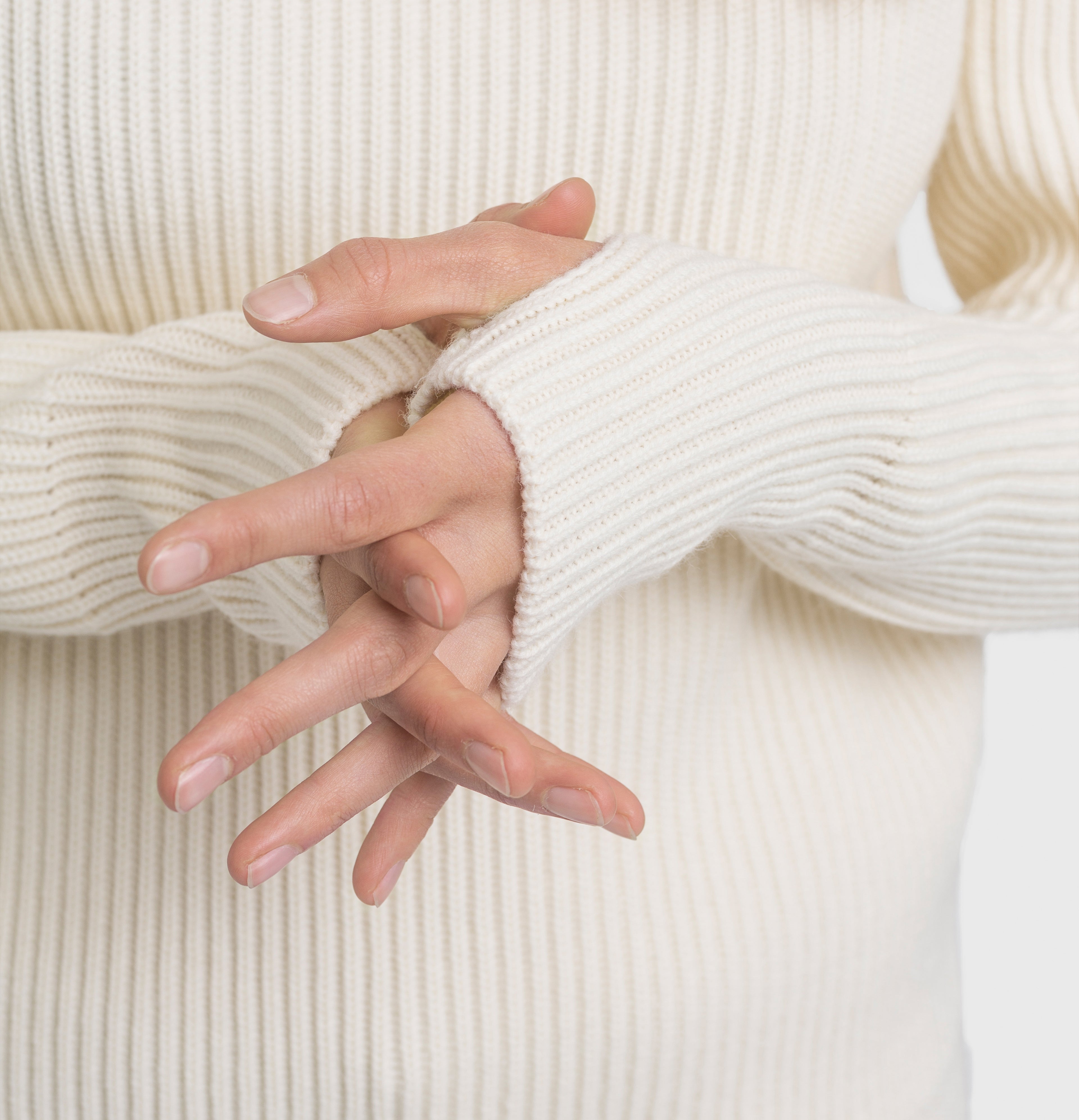 Navy knit in Off White